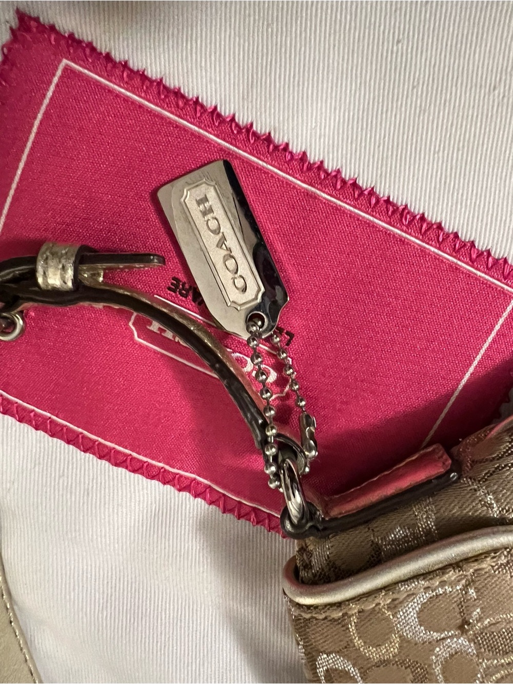 Coach Khaki Signature Jacquard Shoulder Bag with Gold Hardware - Picture 4 of 10